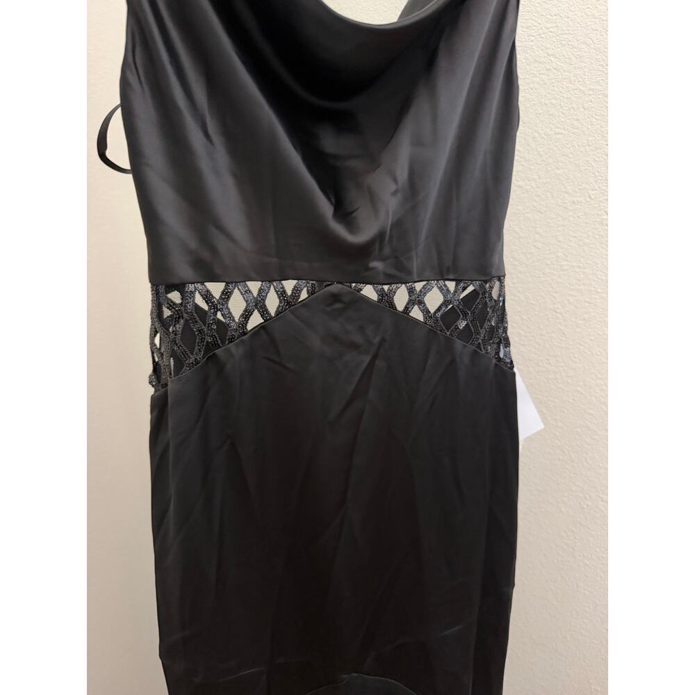 New Seni & Cade Juniors' Satin Cowlneck Cutout Gown S black - Picture 4 of 6